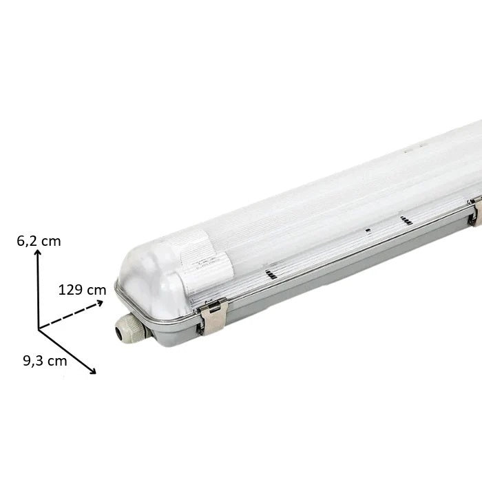Kit de Réglette LED IP65 + 2 Tube Néon LED 120cm T8 18W (Pack de 6)