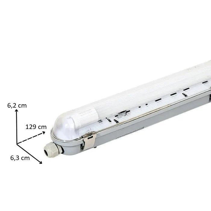 Kit de Réglette LED IP65 + Tube Néon LED 120cm T8 18W (Pack de 6)