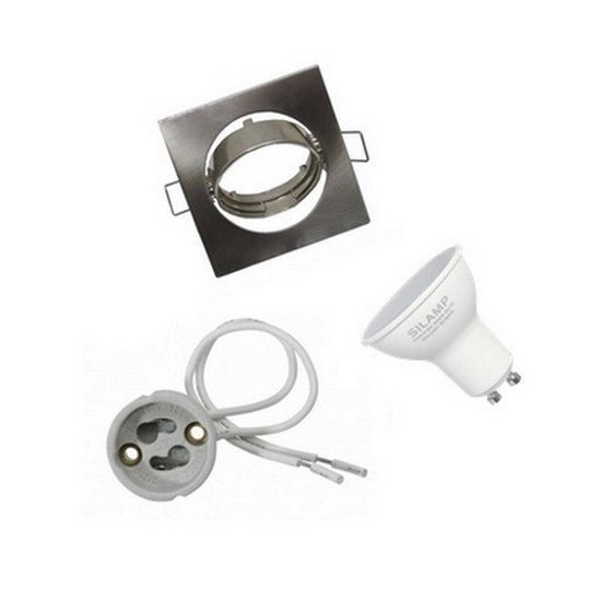Kit Spot LED GU10 encastrable avec Ampoule LED 6W (Pack de 10)