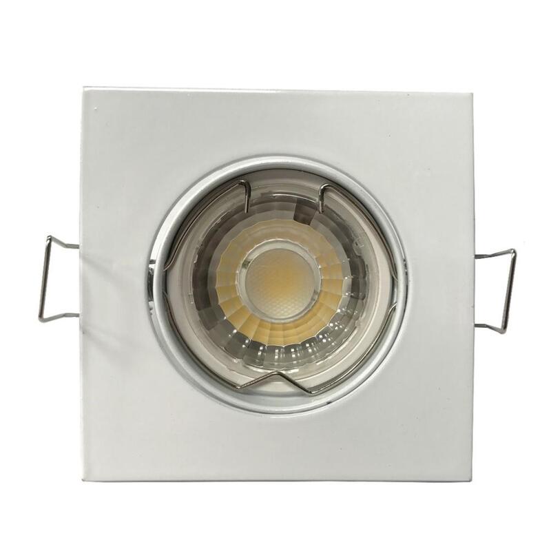 Weißes, quadratisches, verstellbares GU10-LED-Spot-Set mit 8-W-LED-Glühbirne