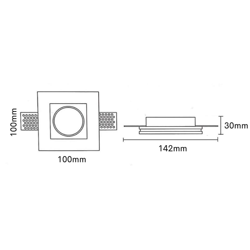 Kit Support Spot GU10 LED Carré Blanc 100x100mm mit Ampulle LED 6W