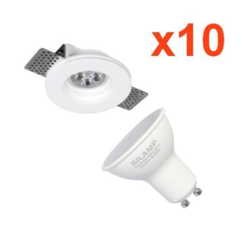 Kit Spot Gu10 LED White Round LED Ø100 mm con 6W LED BOLB