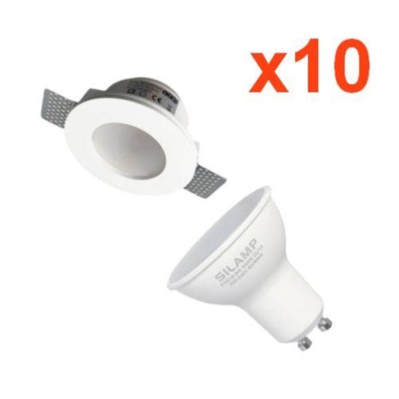 Spot LED Encastrable 5W IP65 Ø72mm Blanc (Pack de 10) - Blanc Froid 6000k -  8000k - SILUMEN