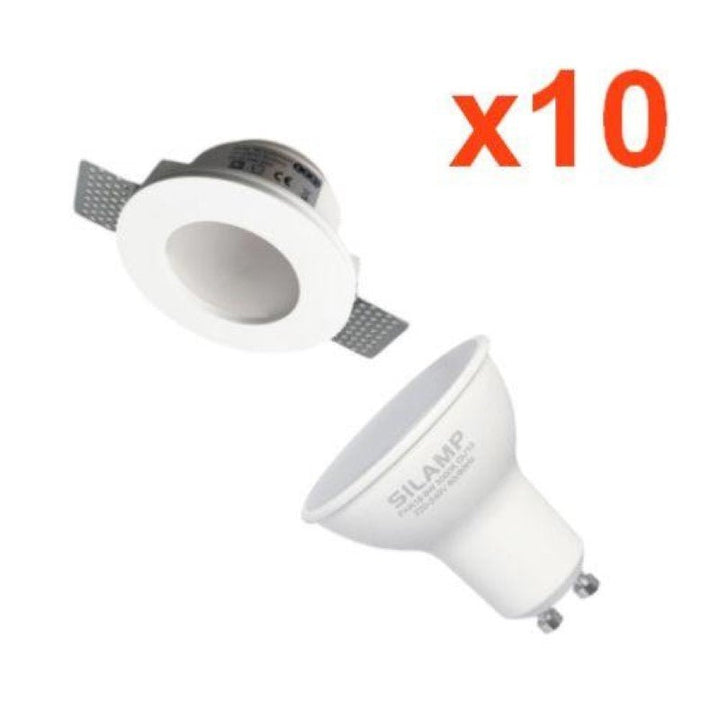 Kit spot gu10 led led branco Ø120mm + vidro opaco com lâmpada LED de 6W