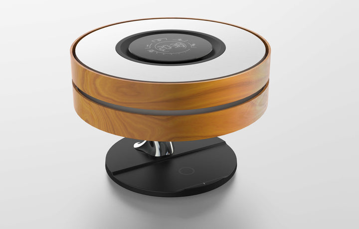 Lâmpada de cabeceira redonda "Horizon" com alto -falante e carregador sem fio - Tactile Dimmable