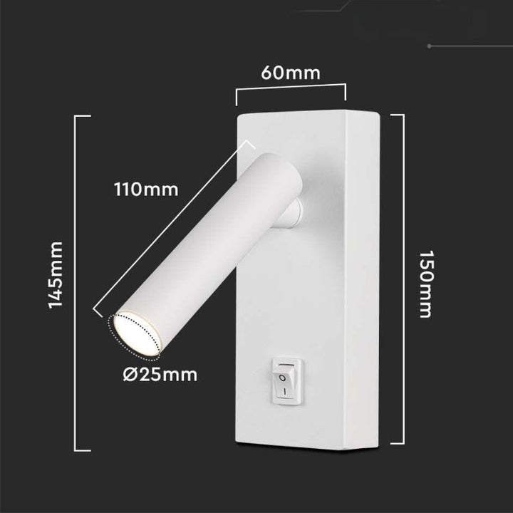 Lampe Murale 2W avec Interrupteur Blanc