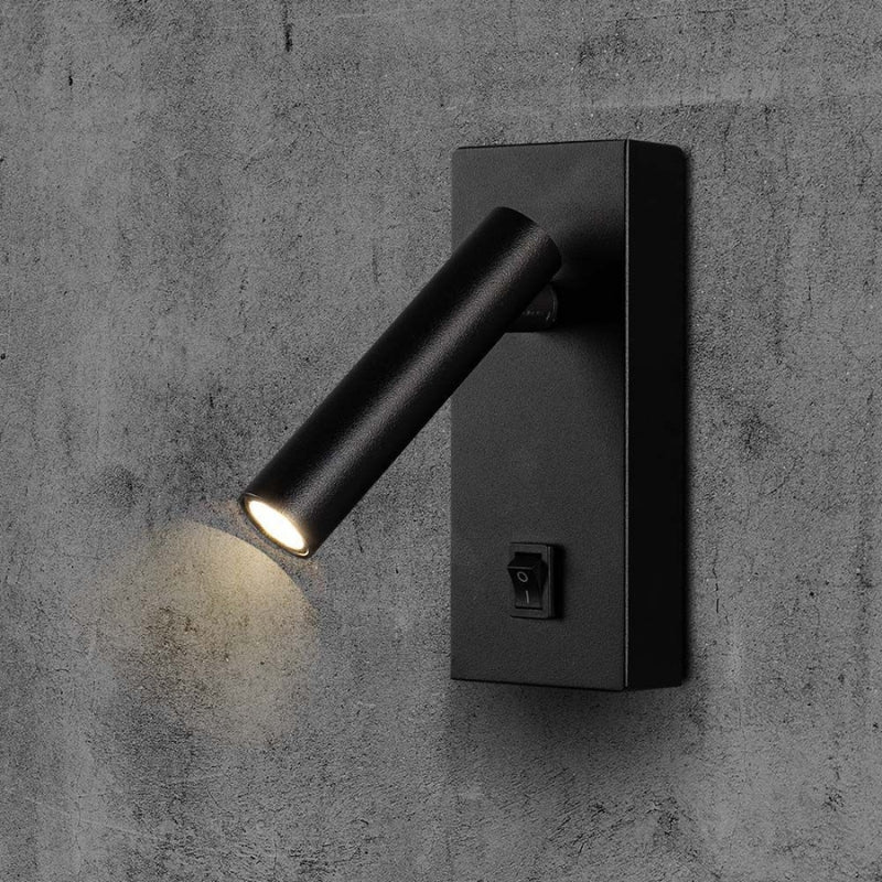 Lampe Murale 2W avec Interrupteur Noir