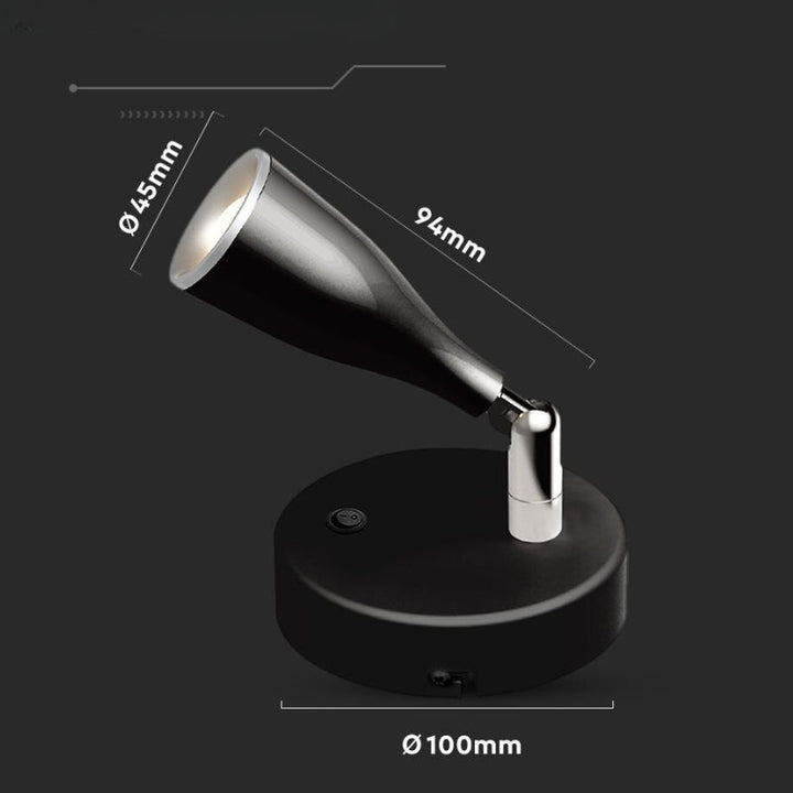 Lampe Murale 4.5W avec Interrupteur Noir/Argent