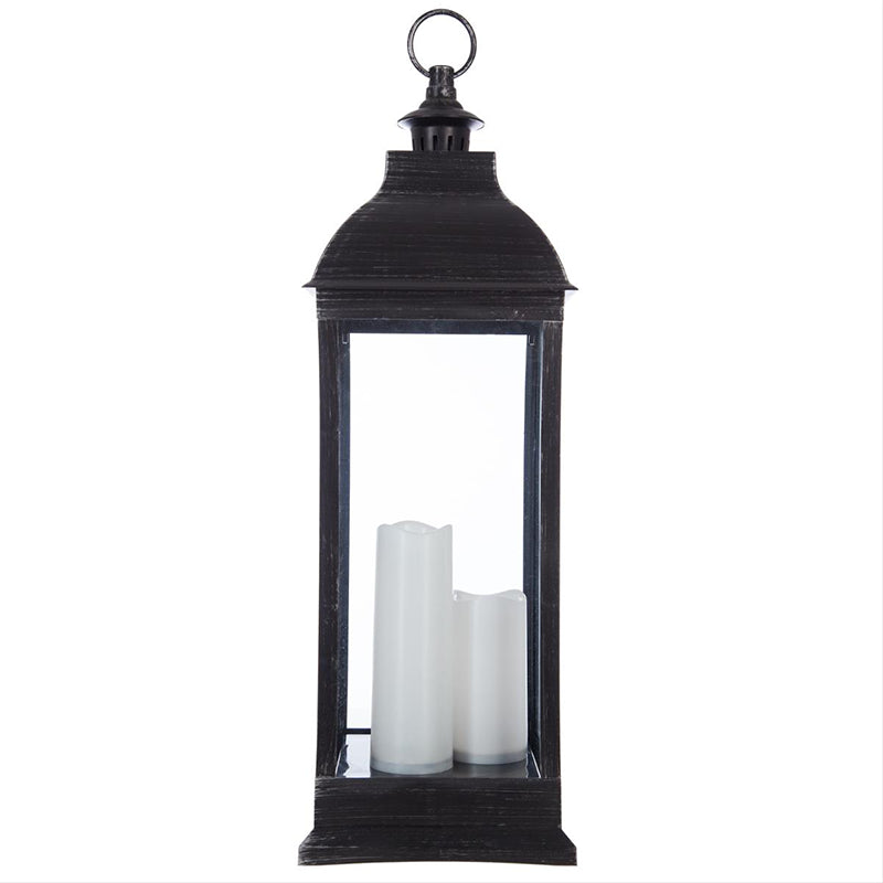 Outdoor LED lantern in glass and plastic with timer