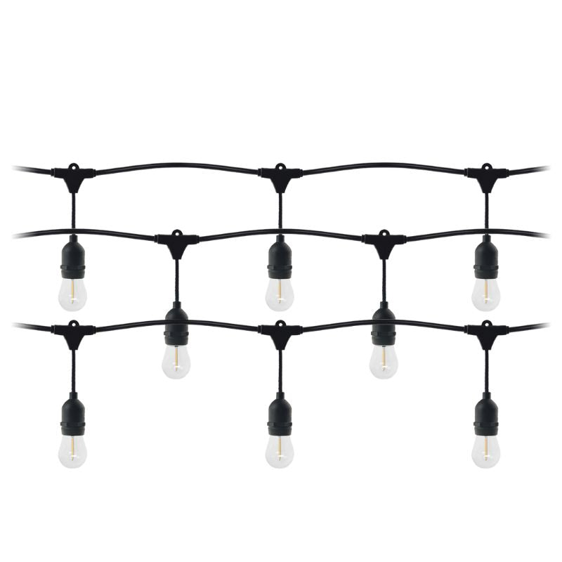 Guirlande Guinguette LED 220V 15M avec 15 Ampoules E27 1W Raccordable - Blanc Chaud 2300K - 3500K