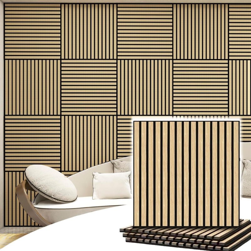 Lot de 2 Panneaux Acoustiques Muraux Bois 60x60x2,2cm - Finition Chêne ...