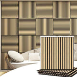 Pack de 2 - Panneaux Acoustiques Muraux Bois 60x60x2,2cm - Finition Chêne Blanc - Fond Noir