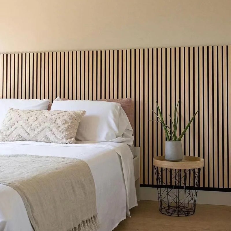 Lot de 2 Panneaux Acoustiques Muraux Bois 60x60x2,2cm - Finition Noyer - Fond Noir