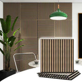 Pack de 2 - Panneaux Acoustiques Muraux Bois 60x60x2,2cm - Finition Noyer - Fond Noir