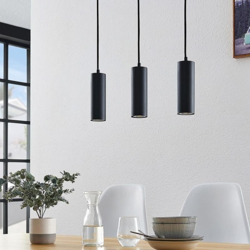 Luminaire Suspendu GU10 IP20 30cm Noir - Pack de 3