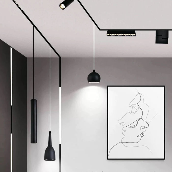 Luminaire Suspendu Rond pour Rail Magnétique 48V 10W Noir