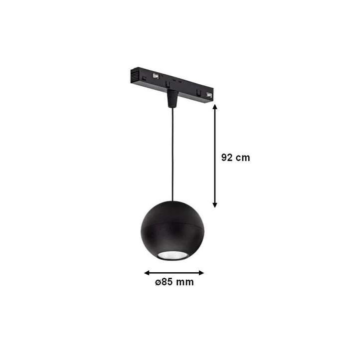 Luminaire Suspendu Rond pour Rail Magnétique 48V 10W Noir