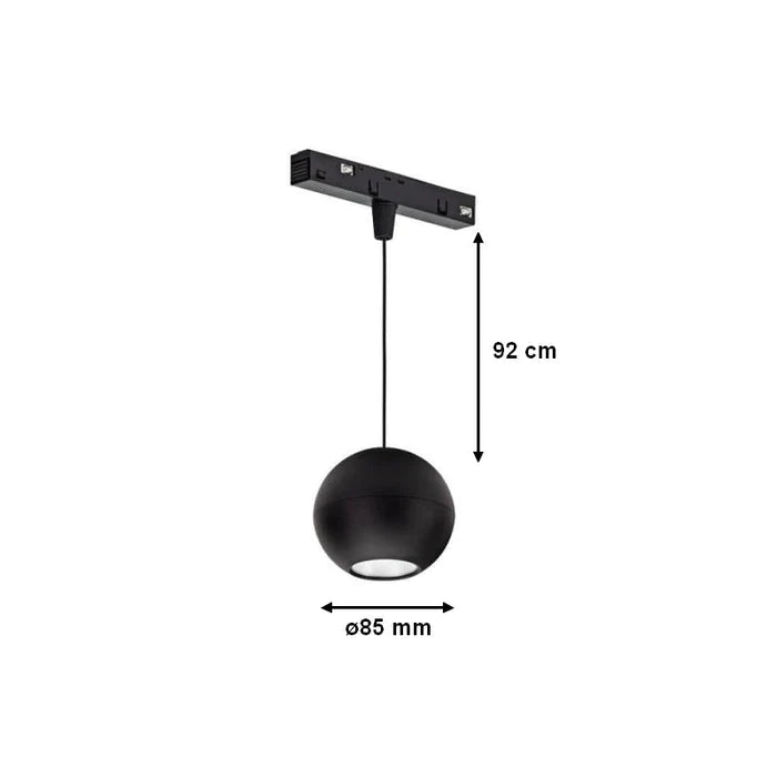 Round Pendant Light for Magnetic Track 48V 10W Black