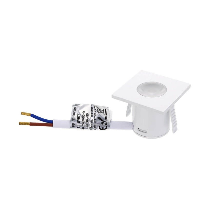Mini Spot LED Encastrable 1W 90° Carré Blanc