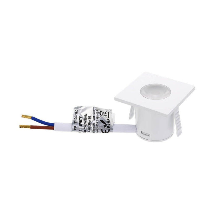 Mini Spot LED Encastrable 1W 90° Carré Blanc