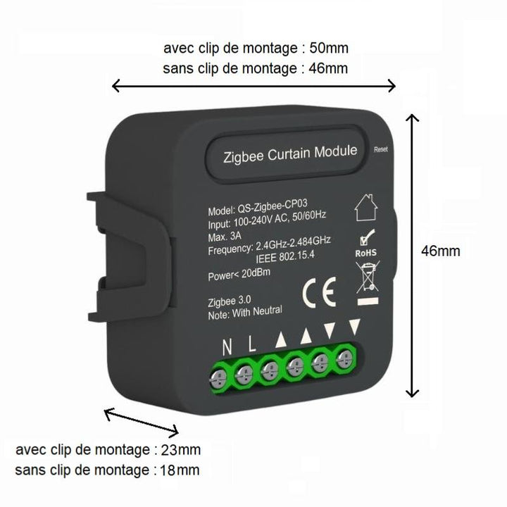 Module Interrupteur pour Volet Roulant Zigbee