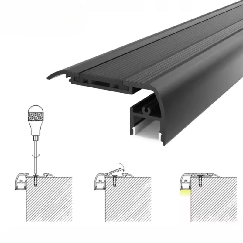 Nez de Marche Alu 2M Noir pour Ruban LED 10mm