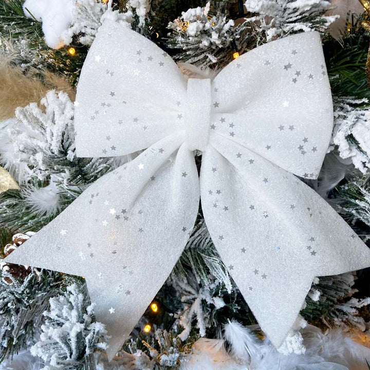 Christmas bow tie Deco 20x25 cm White Star
