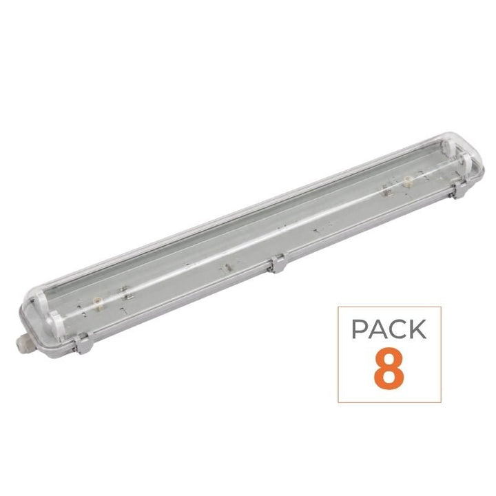 Réglette étanche double pour Tube LED T8 120cm IP65 (Boîtier vide) - Pack de 8