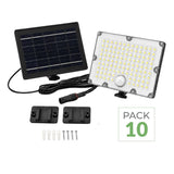 Pack de 10 - Projecteur Led Solaire Extérieur 9W IP65 Détecteur de Lumière et de Mouvement