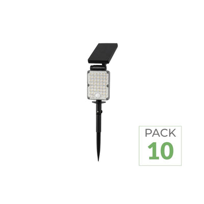 Pack de 10 - Spot LED Extérieur CCT à Piquer IP65 Solaire 8W 1150lm 144lm/W avec Détecteur