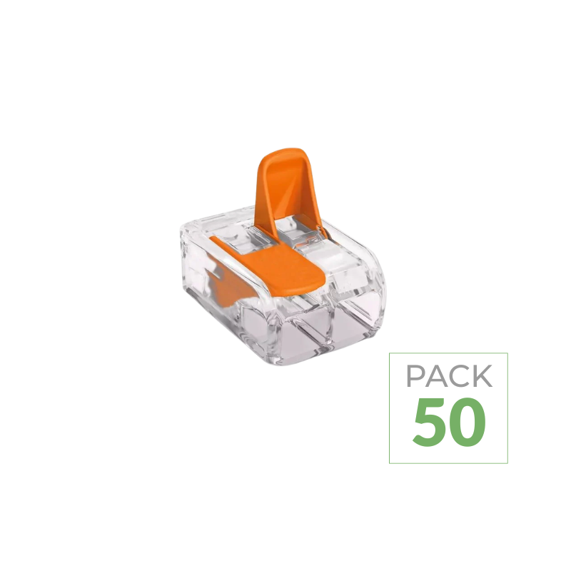 Pack de 50 - Borne de raccordement à levier 2 entrées
