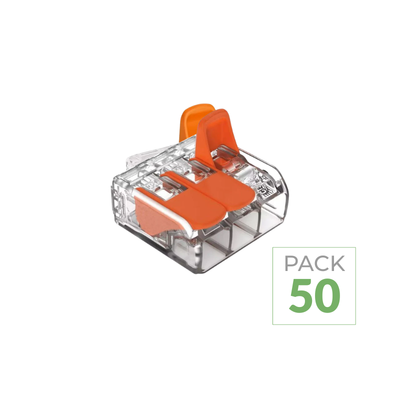 Pack de 50 - Borne de raccordement à levier 3 entrées