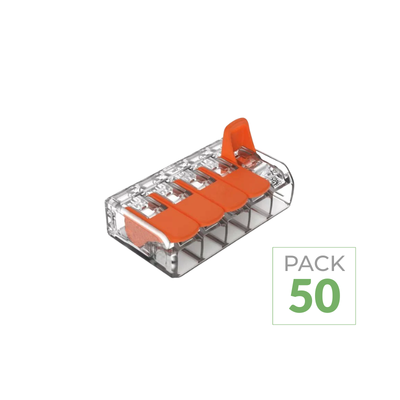 Pack de 50 - Borne de raccordement à levier 5 entrées