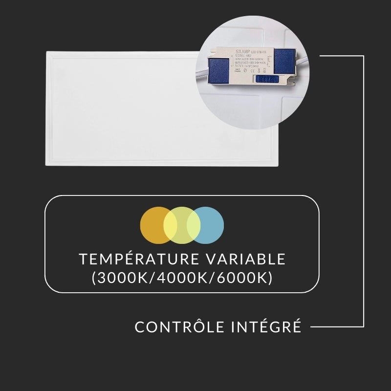 Panneau LED CCT 60x30cm Blanc 30W - Pack de 2