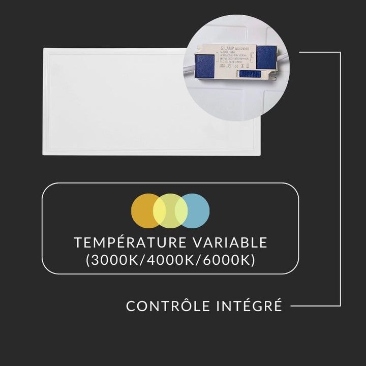 Panneau LED CCT 60x30cm Blanc 30W - Pack de 10