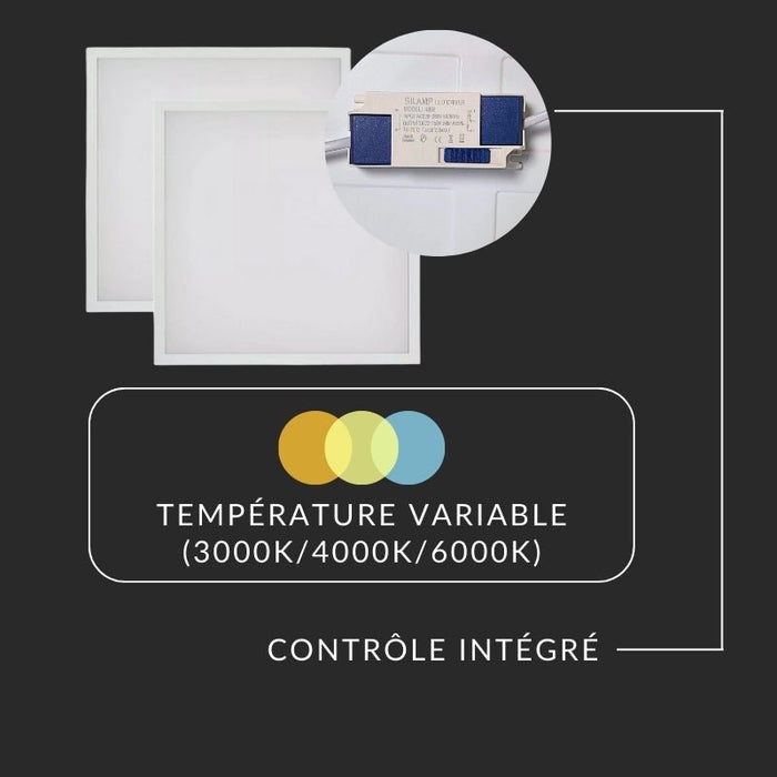 Panneau LED CCT 60x60cm BLANC 48W - 3000K/4000K/6000K (Pack de 2)