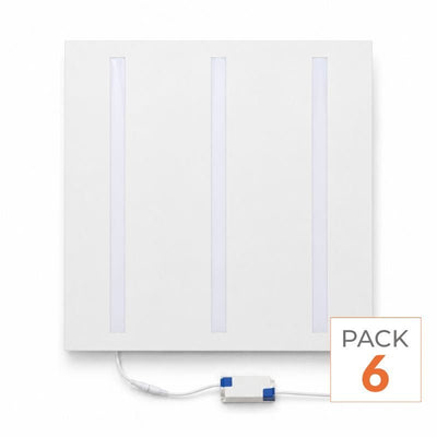 Panneau LED Grille 3 Lignes 60x60 40W Blanc - Pack de 6
