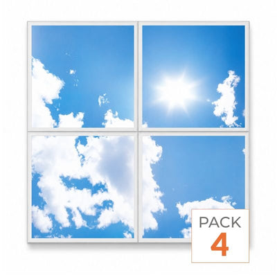 Panneau LED Imprimé Ciel 60x60 40W CCT - Pack de 4 - 3000K/4000K/6500K