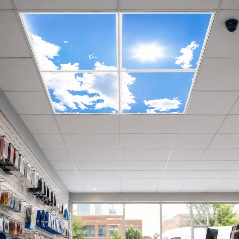 Panneau LED Imprimé Ciel 60x60 40W CCT - Pack de 4 - Silumen