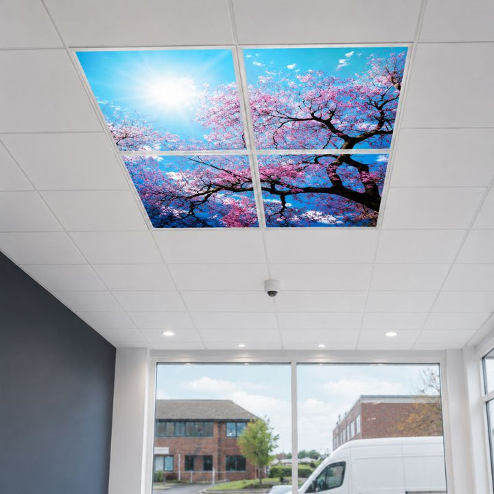 Panneau LED Imprimé Fleurs de Cerisier 60x60 40W CCT - Pack de 4 - Silumen
