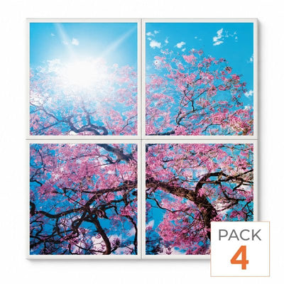 Panneau LED Imprimé Fleurs de Cerisier 60x60 40W CCT - Pack de 4 - 3000K/4000K/6500K