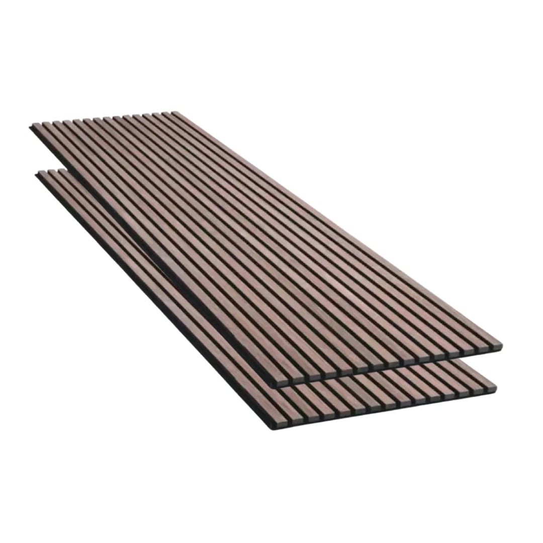 Lot de 2 Panneaux Acoustiques Bois 240x60x2,2cm - Finition Noyer avec Fond Noir