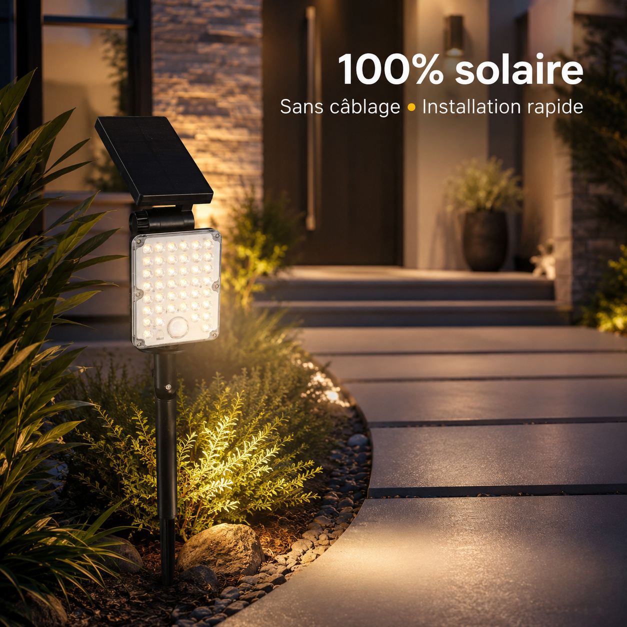 Pack de 40 - Spot LED Extérieur CCT à Piquer IP65 Solaire 8W avec Détecteur
