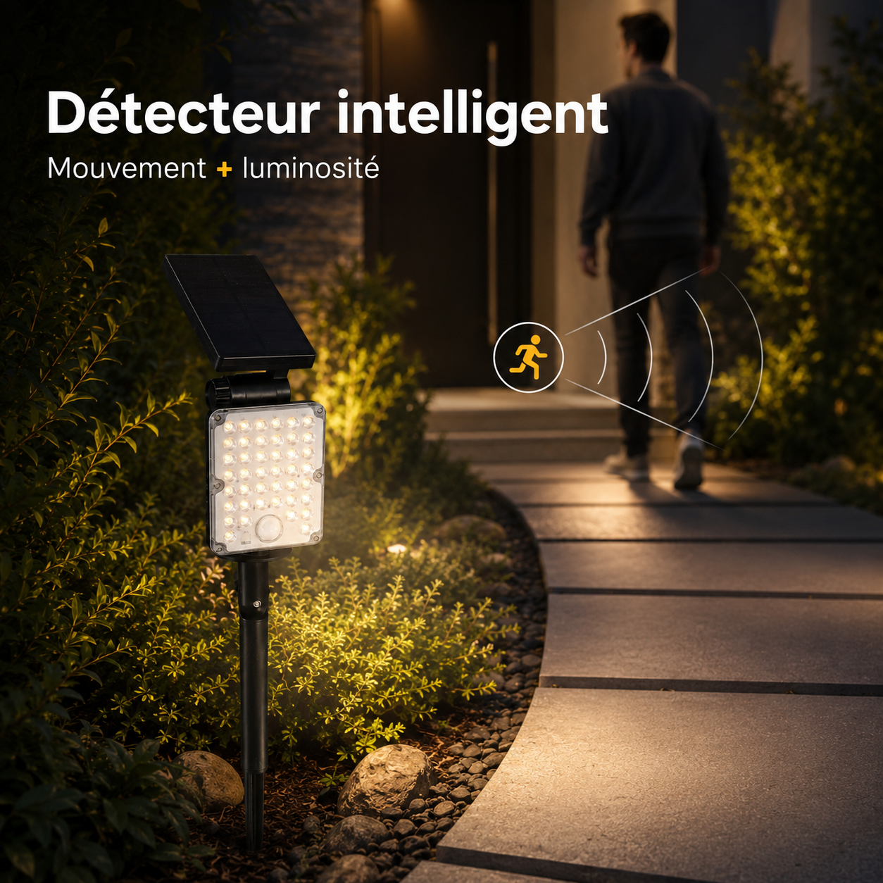 Pack de 40 - Spot LED Extérieur CCT à Piquer IP65 Solaire 8W avec Détecteur