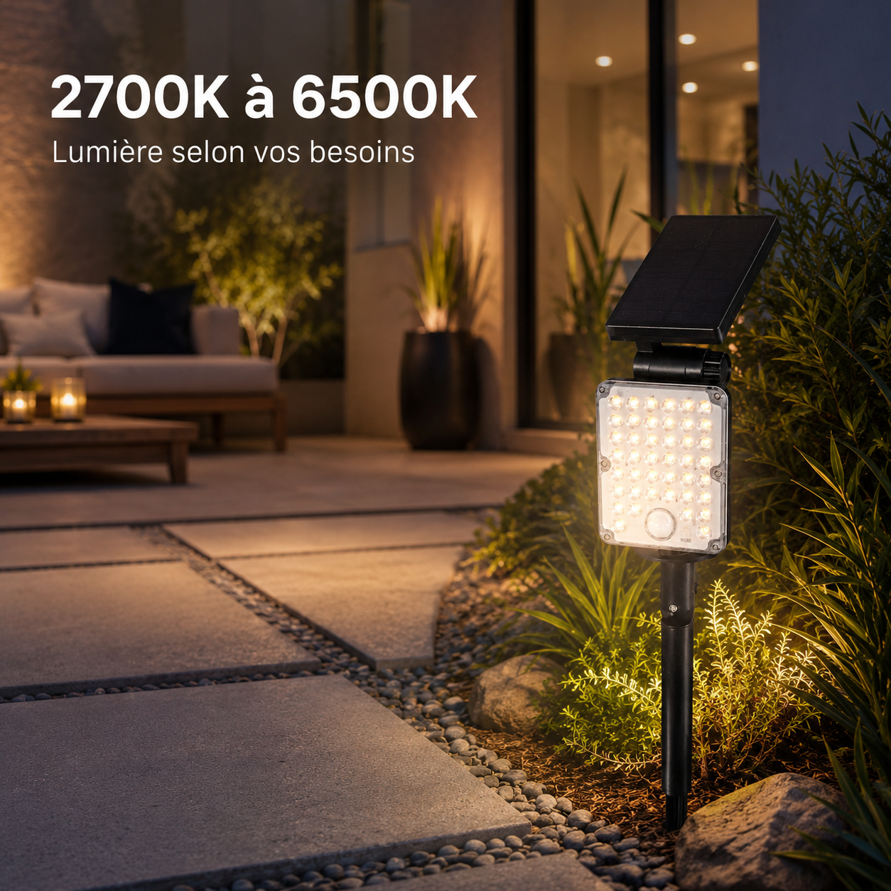 Pack de 40 - Spot LED Extérieur CCT à Piquer IP65 Solaire 8W avec Détecteur