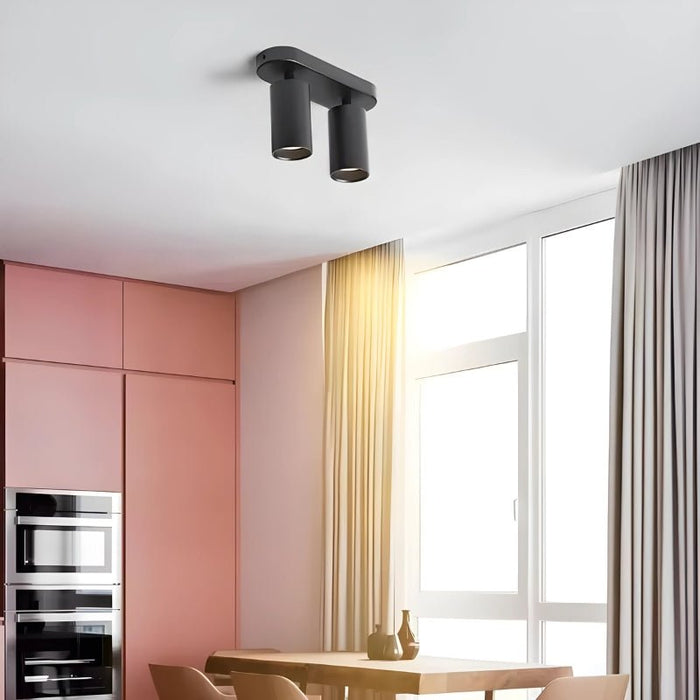 Lámpara de techo con 2 focos orientables de aluminio para bombilla GU10