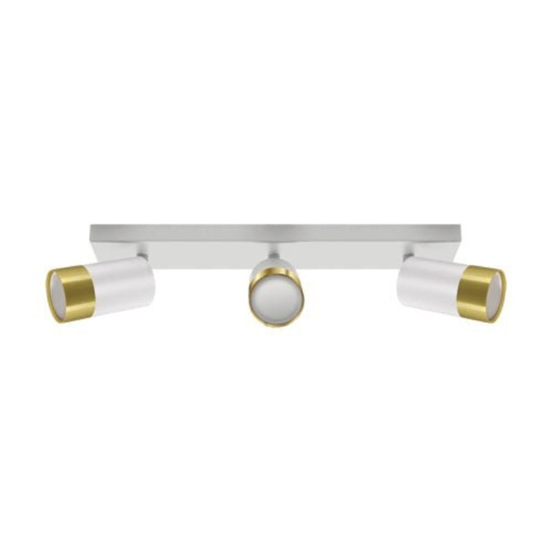 Plafonnier 3 Spots Orientables Blanc et Or pour Ampoule GU10
