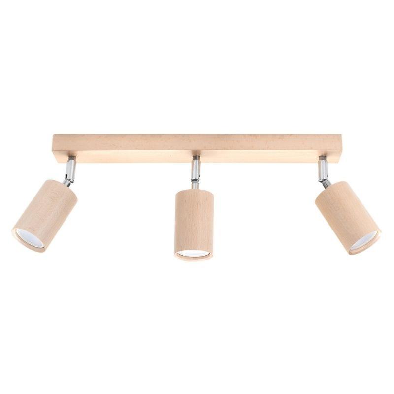 Plafonnier 3 Spots Orientables Bois pour Ampoule GU10