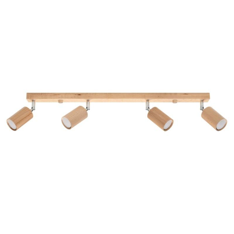 Plafonnier 4 Spots Orientables Bois pour Ampoule GU10