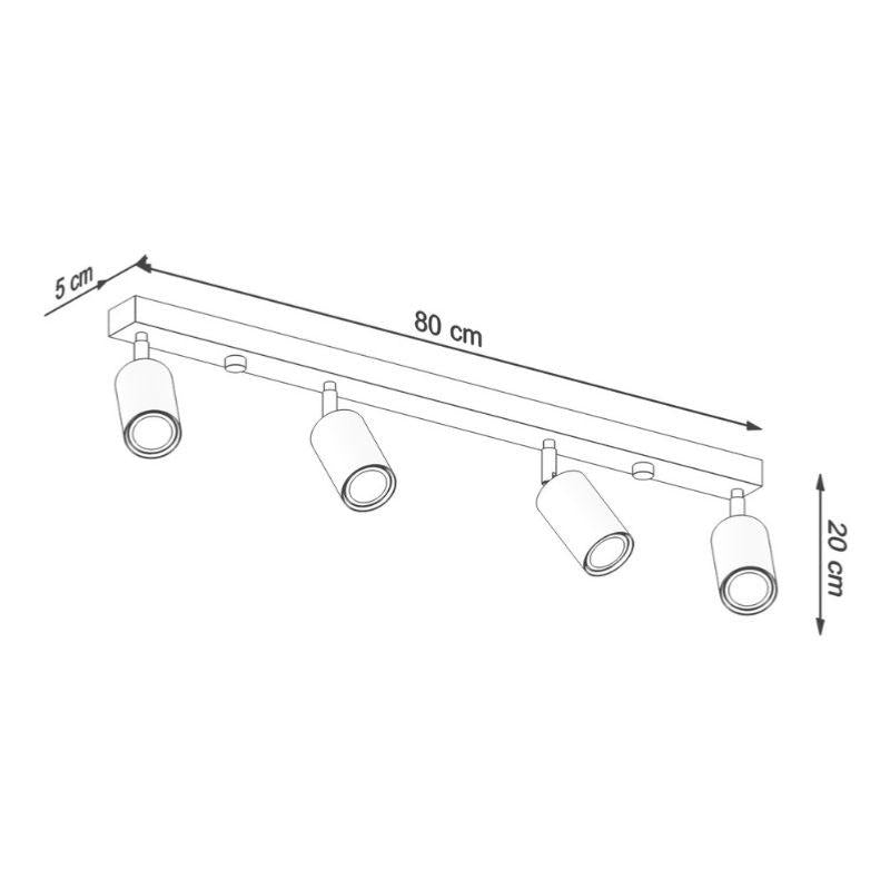 Plafonnier 4 Spots Orientables Bois pour Ampoule GU10